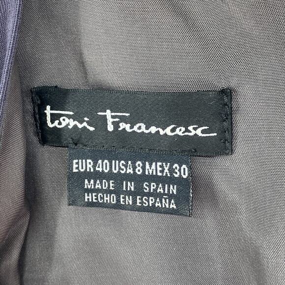 TONI FRANCESC Dress 8 Fit & Flare Skater Knee Length Sleeveless Blue Gray Spain - Picture 4 of 16